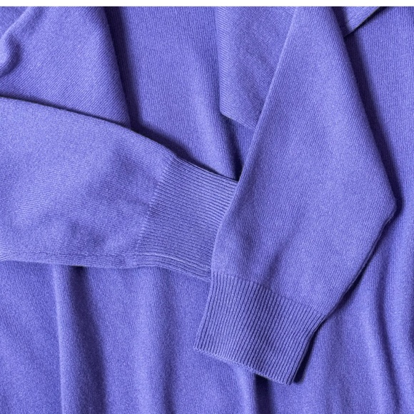 Ralph Lauren Cashmere Sweater V- Neck Purple Banded Bottom Size Large - Picture 9 of 14